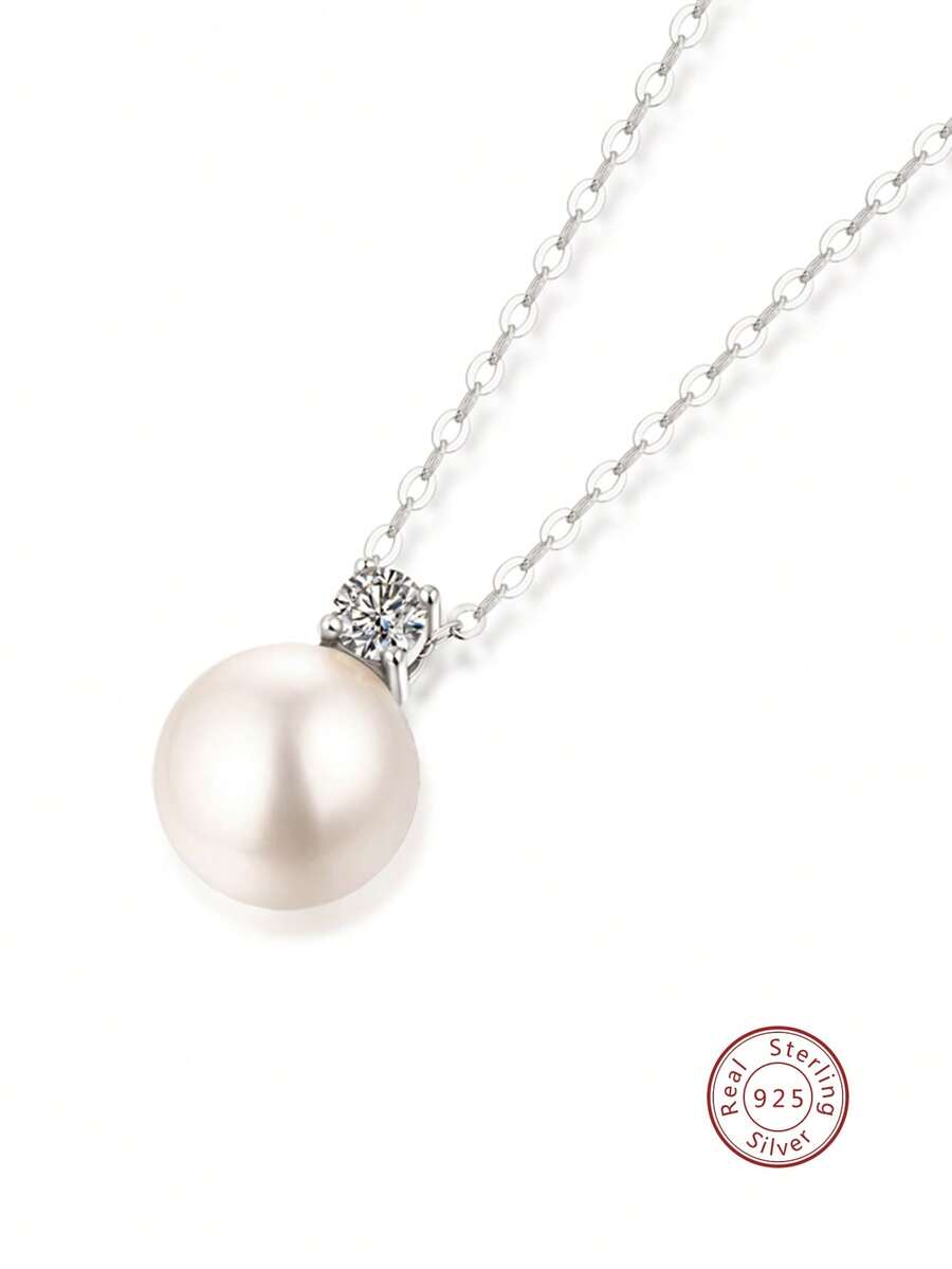 1 件 925 純銀和淡水珍珠吊墜項鍊,美麗的派對裝飾,情侶首飾,情人節,求婚,訂婚,結婚紀念日,生日禮物