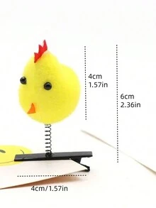 Pinzas para el pelo de pollito amarillo de dibujos animados, 2 piezas, perfectas para el hogar y para viajar - Amarillo - Ver 3