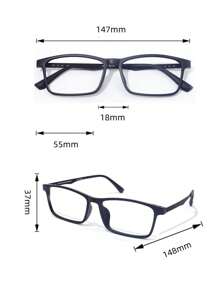 1 件装男士超轻橡胶和钛复古商务眼镜适用于电脑/手机防辐射透明眼镜配件 - 黑色 - 查看 4