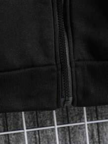 Men's Lined Sweatshirt With Zipper, Hood And Pockets - màu đen - Xem 3