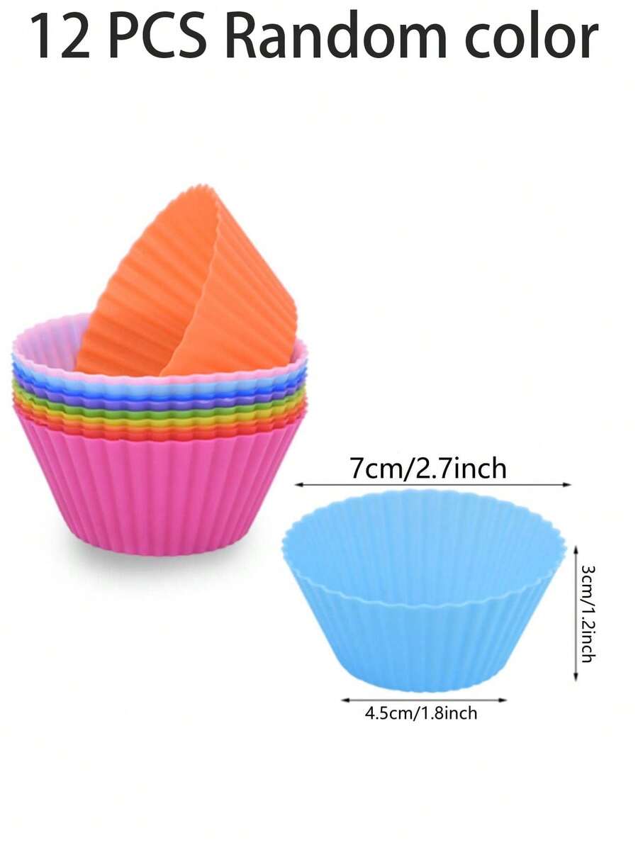 12 Pcs / Pack Silicone Muffin Cups, Selizo Silicone Cupcake Baking Cups