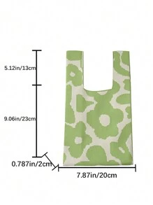 duke bear Bolsa de mano para dama con patrón de flores de ganchillo, 1 pieza de bolsa de ganchillo mini, bolsa de mano con patrón de flores de punto de ganchillo, transpirable, ligera y plegable