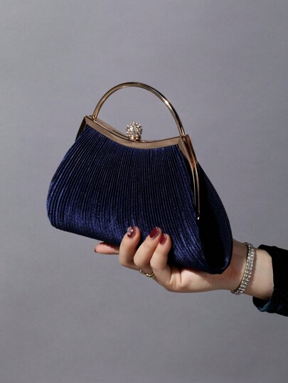 1 Pieza De Bolso De Mano Metálico De Moda Con Diamantes De Imitación Decorativos, Brillante, Glamoroso, Elegante Y Exquisito Para Mujeres En Fiestas, Bodas Y Banquetes, Ideal Para Fiestas, Bodas, Promociones, Cenas/banquetes, Y El Regalo Perfecto Para Mujeres