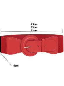 1 件女式半圓扣 Pu 皮革彈性腰帶,適合日常穿著外套、洋裝等。