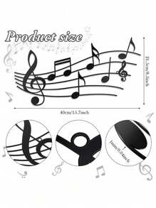 1 Pieza Decoración De Pared Con Diseño De Nota Musical - Negro - Ver 6