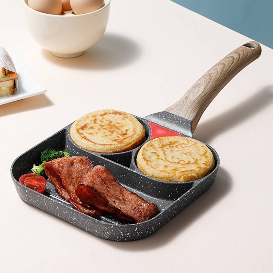 3-Lỗ Trứng Cái quạt Cắm trại Dã ngoại Chảo Bữa sáng Trứng ốp la Chảo Bằng phẳng Không dính Nồi Thích hợp Đối với Ngoài trời Dã ngoại Nhà  Sử dụng , Ngày lễ Cửa hàng , Phòng bếp chất liệu - Xám - Xem 1