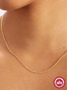 1条925银项链，45厘米/40厘米，时尚简约，金银双色，适合女性婚礼、订婚派对等场合，精美珠宝礼品。