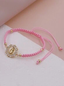 KEJIALAI Micro pavimenta intrecciato a mano braccialetto colorato in filo di smalto CZ braccialetto di gioielli in filo rosa con ritratto della Vergine Maria CZ