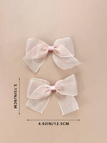 2pcs/set Ladies' Solid Color Lace Fashion Hair Clips, Suitable For Daily Wear - Pink - View 5