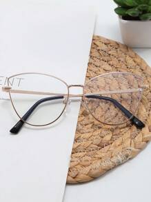Ochelari de vedere Cat Eye din metal auriu pentru femei, rame optice cu balamale cu arc, design nou, ochelari de vedere cu prescripție medicală din aliaj de titan, stil european și american