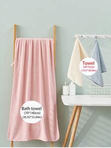 1 件白色聚酯纤维菠萝格加大浴巾 90*170cm 或小毛巾 34*75cm 男女成人适用，Ren 游泳、沐浴包巾速干，柔软吸水，柔软不褪色，适用于浴室酒店 - 白色 - 查看 2