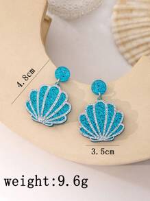 1pair Simple Seashell Design Chic Style Earrings, Perfect For People Who Like Forest & Fashionable People - Multicolor - View 4