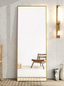 Christmas 71"X30" Full Length Mirror, Floor Length Mirror, Wall Mirror Full Body, Oversized Floor Mirror With Aluminum Alloy Frame For Hanging Or Leaning Against Wall, Full Body Mirror For Bedroom, Living Room, Cloakroom - Black, Best Gifts Mirror Wall Wall Decor Room Decor Mirror For Room Home Decor Bathroom Decor Living Room Decor Home Decor Gift For New Year - Gold - View 4