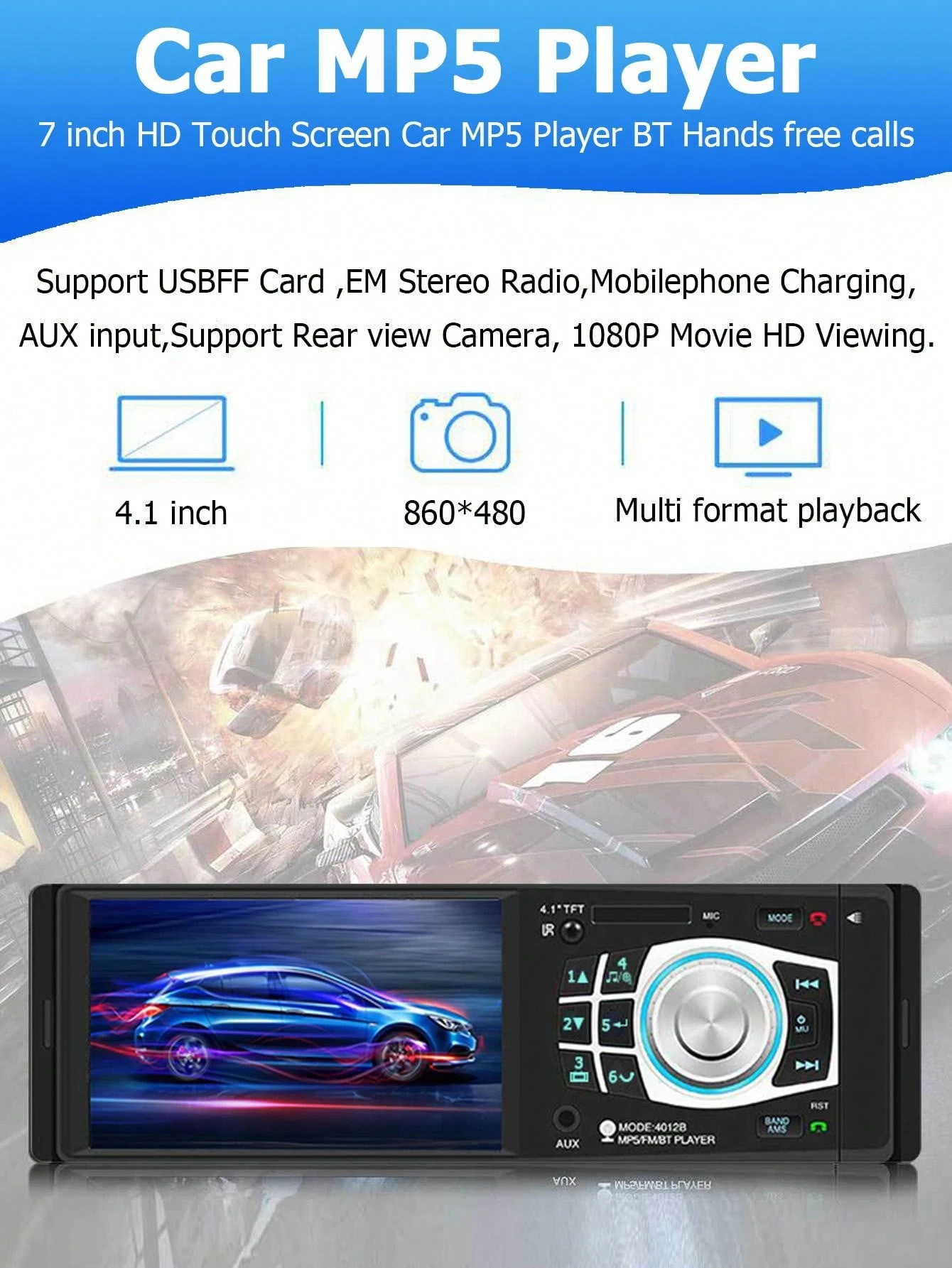 4 Zoll 1 Din Hd Bildschirm Auto Mp5 Multimedia Player, Universal Auto ...