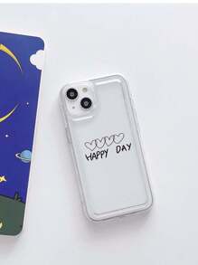 1pc English Heart Design Transparent Airbag Phone Case Compatible With Apple Iphones - Multicolor - View 2