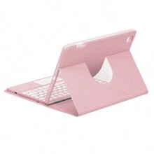 Roze 360° Draaiend Draadloze Afneembaar Touch Ronde Sleutel Toetsenborden Hoesjes Met Wit Computermuizen Voor iPad