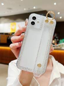 Husă pentru telefon rezistentă la șocuri Tpu cu stras de transmisie ridicată, cu curea de mână, compatibilă cu Samsung și Iphone