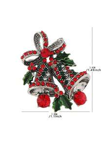 時尚水滴形狀水鑽裝飾聖誕鈴鐺胸針合適的適用於女性假期穿著 - 復古銀色 - 查看 2