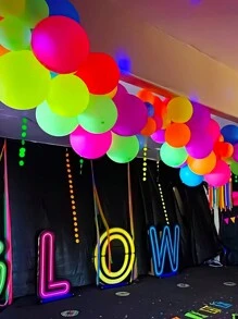 50pcs/100pcs Latex Decorative Balloons, Modern Mixed Color Glow Fluorescent Balloons, Luminous Balloons Used For Festival, Birthday Parties, Family Gatherings, Home Decorations - Multicolor - View 4