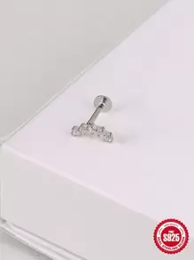 SereneSpark 1 件星花 925 纯银耳钉平背穿孔女士软骨精美珠宝婚礼派对周年纪念 - 銀色 - 查看 4