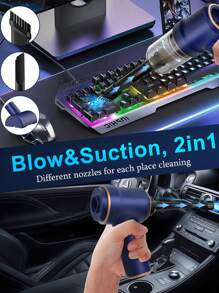 無線手持式汽車吸塵器-8000pa吸力,家用和汽車兩用,內置電池方便清潔 - 黑色 - 查看 7