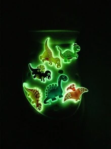 12pcs Fluorescent Dinosaur Cartoon Pvc Shoe Charms Decorations For Clogs