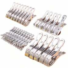 Pinza Para La Ropa De Acero Inoxidable En Varios Tamaños Con Clip Grande Fijo Para Colgar Ropa Y Mantas Y Resistente Al Viento - Plateado - Ver 12