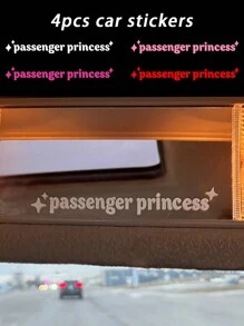 4 件裝字母、乘客和公主設計汽車內飾貼紙 - 彩色 - 查看 1