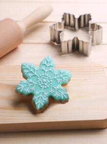 聖誕雪花餅乾模型切割刀,冬天冷凍主題,壓花擀麵杖適用於餅乾下裝,烘焙工具,1入組 - 銀色 - 查看 1