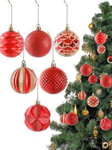 12pcs Christmas Ball Ornaments Set With Hanging String, 2.36-inch (6cm) Anti-shatter Red Painted Decoration For Christmas Tree, Parties And Weddings, Home Decoration - Red - View 3