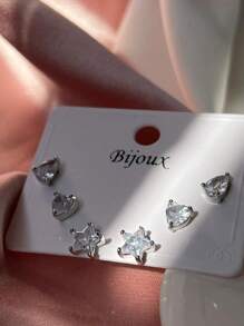 Stud Earrings - 銀色 - 查看 2