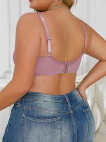 Große Größen Damen sexy transparente Spitzen Unterwäsche mit Bügel und voller Abdeckung, Pink