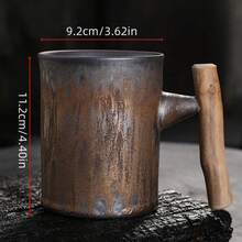 日式粗陶金彩窯變咖啡杯,復古工業咖啡杯,辦公室水杯或家用茶杯 - 銅色 - 查看 1