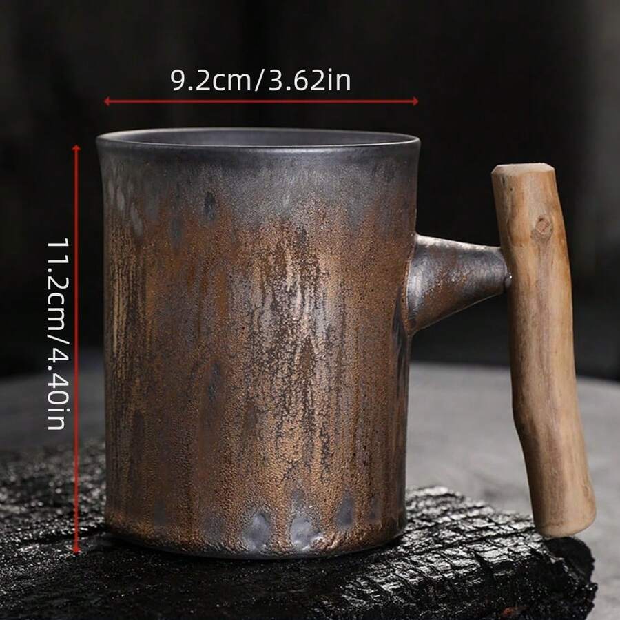 日式粗陶金彩窯變咖啡杯,復古工業咖啡杯,辦公室水杯或家用茶杯 - 銅色 - 查看 1