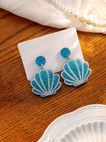 1pair Simple Seashell Design Chic Style Earrings, Perfect For People Who Like Forest & Fashionable People - Multicolor - View 2