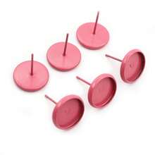 10入組8/10/12mm耳釘空白底座托盤,適用於寶石耳環鑲嵌diy珠寶製作配件 - 西瓜粉 - 查看 1
