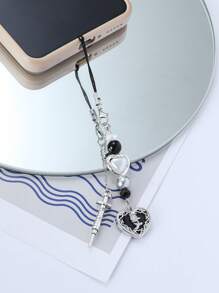 1入組y2k千禧年風格辣辣珠飾及中空星形吊墜手機鍊,手機掛繩 - 彩色 - 查看 2