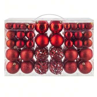 100pcs Christmas Ball Decoration, Shatterproof Christmas Ornament Set And Gift Packaging For Christmas Tree (Red/Gold/Silver/Black/Brown/Black-Gold/Red-White/Pink),Christmas