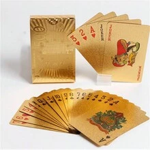 55pcs/set Waterproof And Wearproof Gold Playing Cards With Euro 100 Foil, 57x87mm Pvc Matte Finish, Suitable For Board Games And Magic Tricks - Gold - View 4