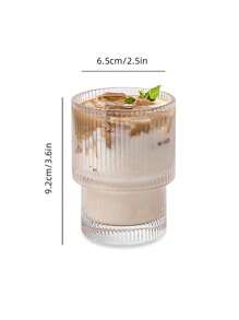 1入組/4入組豎條紋玻璃杯子,可堆疊平底無腳杯,200ml/300ml - 白色 - 查看 3
