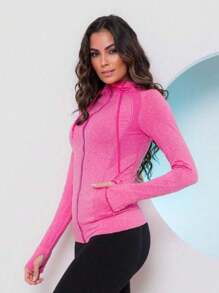 Women Sports Jackets - 玫紅色 - 查看 2