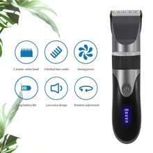 1 pieza Cortapelos recargable con batería de 1200mAh, indicador de batería, para cortar el cabello, afeitarse, cabeza afeitada, recortar el cabello, peinar el cabello, adecuado para cabello graso, portátil, para uso en el hogar, adultos y niños, 1082 gris