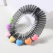 1入女孩隨機顏色心形髮飾梳，適用於日常使用 - 彩色 - 查看 6