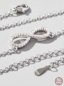 1件經典優雅時尚的925純銀8字無限符號吊墜項鍊,配以人工鋯石,適合女性約會、派對、宴會及日常佩戴,展現魅力,是一份禮物