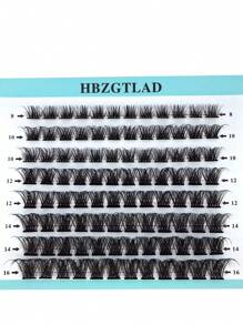 HBZGTLAD 8 hàng 96 cụm Chiều dài hỗn hợp Lông mi C, D Cong 3D Khối lượng riêng lẻ Lông mi giả làm sẵn dạng quạt Trông tự nhiên, Hộp bao bì màu xanh lam cho cụm lông mi nối dài mắt, Cụm lông mi, Lông mi riêng lẻ, Lông mi, Lông mi giả - màu đen - Xem 4