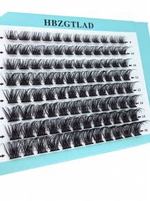 HBZGTLAD 8 hàng 96 cụm Chiều dài hỗn hợp Lông mi C, D Cong 3D Khối lượng riêng lẻ Lông mi giả làm sẵn dạng quạt Trông tự nhiên, Hộp bao bì màu xanh lam cho cụm lông mi nối dài mắt, Cụm lông mi, Lông mi riêng lẻ, Lông mi, Lông mi giả - màu đen - Xem 8