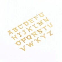 1入不鏽鋼歐美風格可定制字母吊墜項鍊,復古精美設計,適合送給女友的禮物 - 金色 - 查看 6