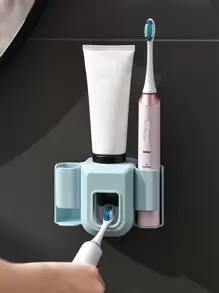 1pc Automatic Toothpaste Dispenser & Toothbrush Holder Wall Mounted Bathroom Kitchen Tool (Random Color) Home Bathroom Decor Fall Decor Back To School - Multicolor - View 1