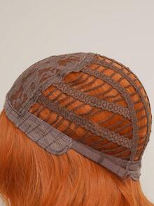 華麗的人造纖維耐熱假髮女士長波浪卷髮26吋橙色自然波浪瀏海假髮,日常派對使用cosplay萬聖節時尚假髮