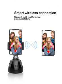 配備面部自動跟踪、智能云臺、360°旋轉、自動跟踪、手機支架、3秒停留自動攝影、360°追蹤功能、下載應用、手機連接、android充電口,適用於室內外直播、舞蹈、攝影、視頻、直播等功能,適用於android 8.1及以上iso10.0(黑色) - 黑色 - 查看 6